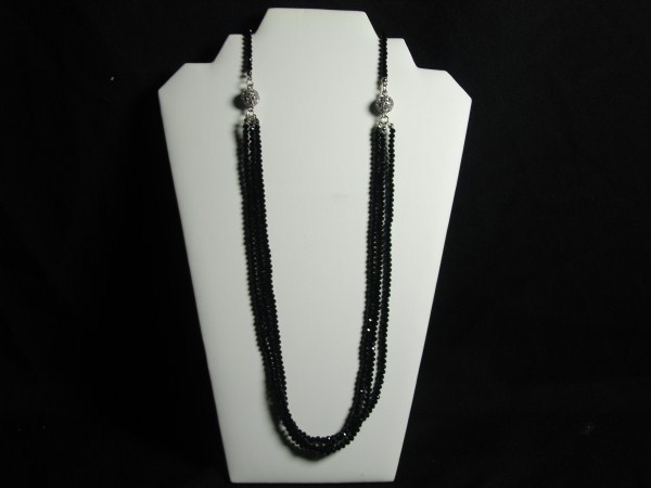 Long Chain Blk Crystal Necklace